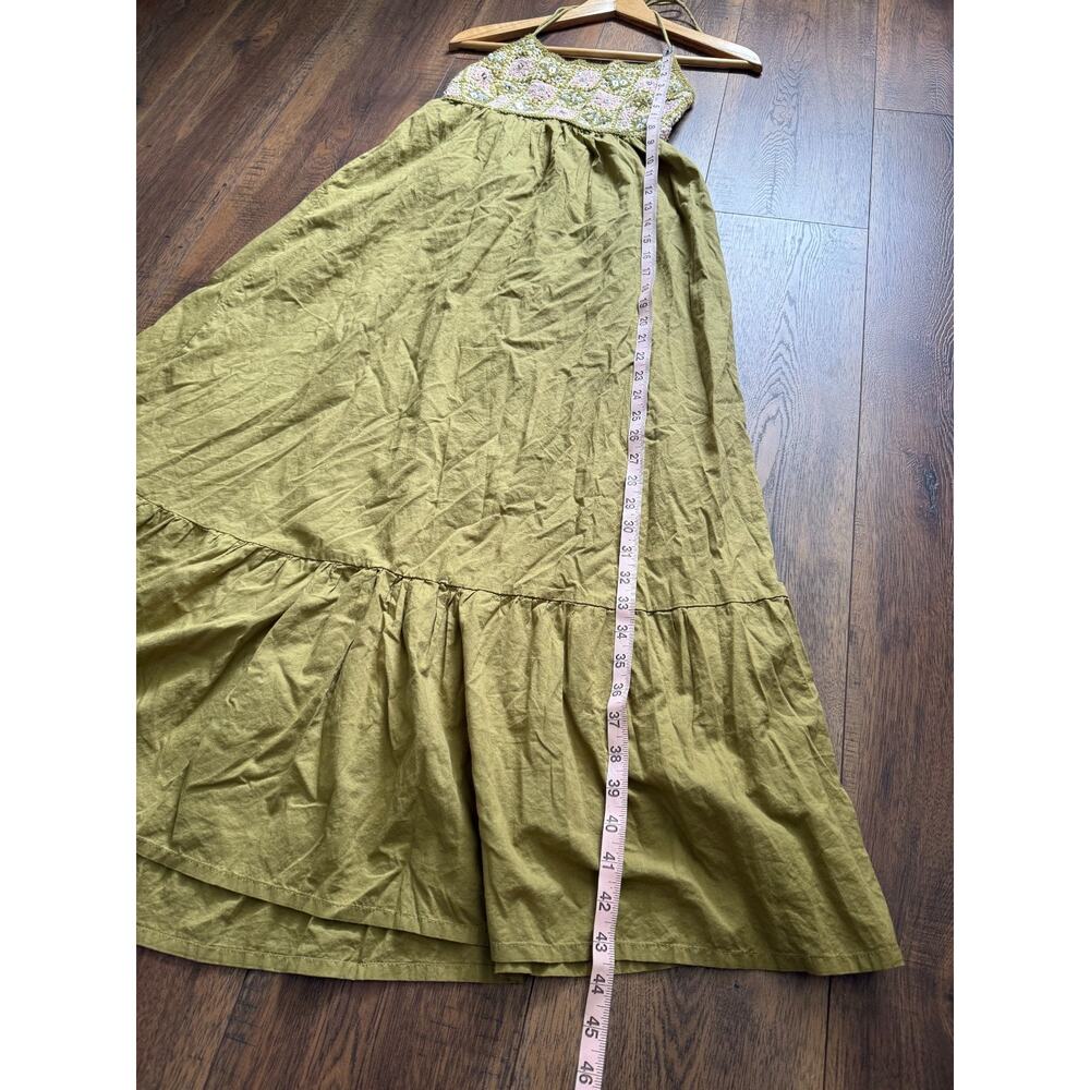 Zara Olive Crochet Sequin Halter Maxi Dress Small - Picture 7 of 7